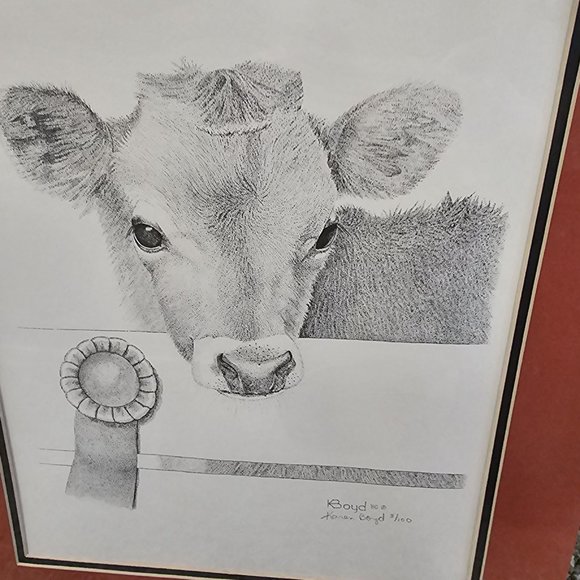 Karen Boyd Cow Calf Limited Edition Print Signed Numbered 3/100 - Picture 7 of 7
